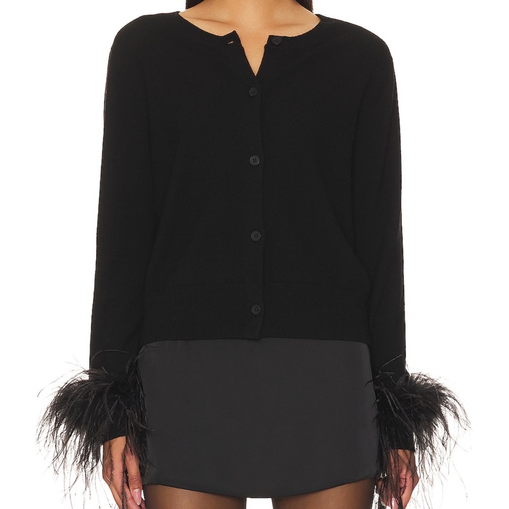 Shushu Feather Cardigan Black Revolve BNWT